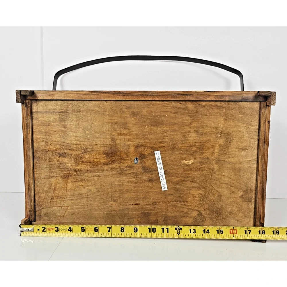 House of Lloyd 1999 Wooden Magazine Rack Basket Rustic Wood Tote Storage Caddy
